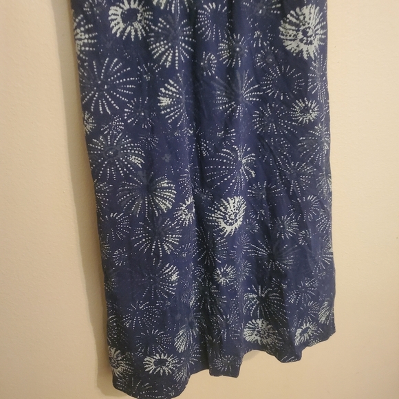 PACT Blue White Organic Cotton Firework Print Fit & Flare Midi Dress Women's XL - Picture 3 of 13